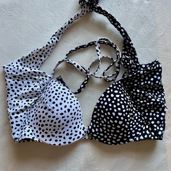 Victoria’s Secret Bikini Top Size 34B Black and White - Picture 7 of 7